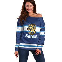 Custom Hockey 2026 Finland Off Shoulder Sweater Finnish Leijonat Champions - Wonder Print Shop