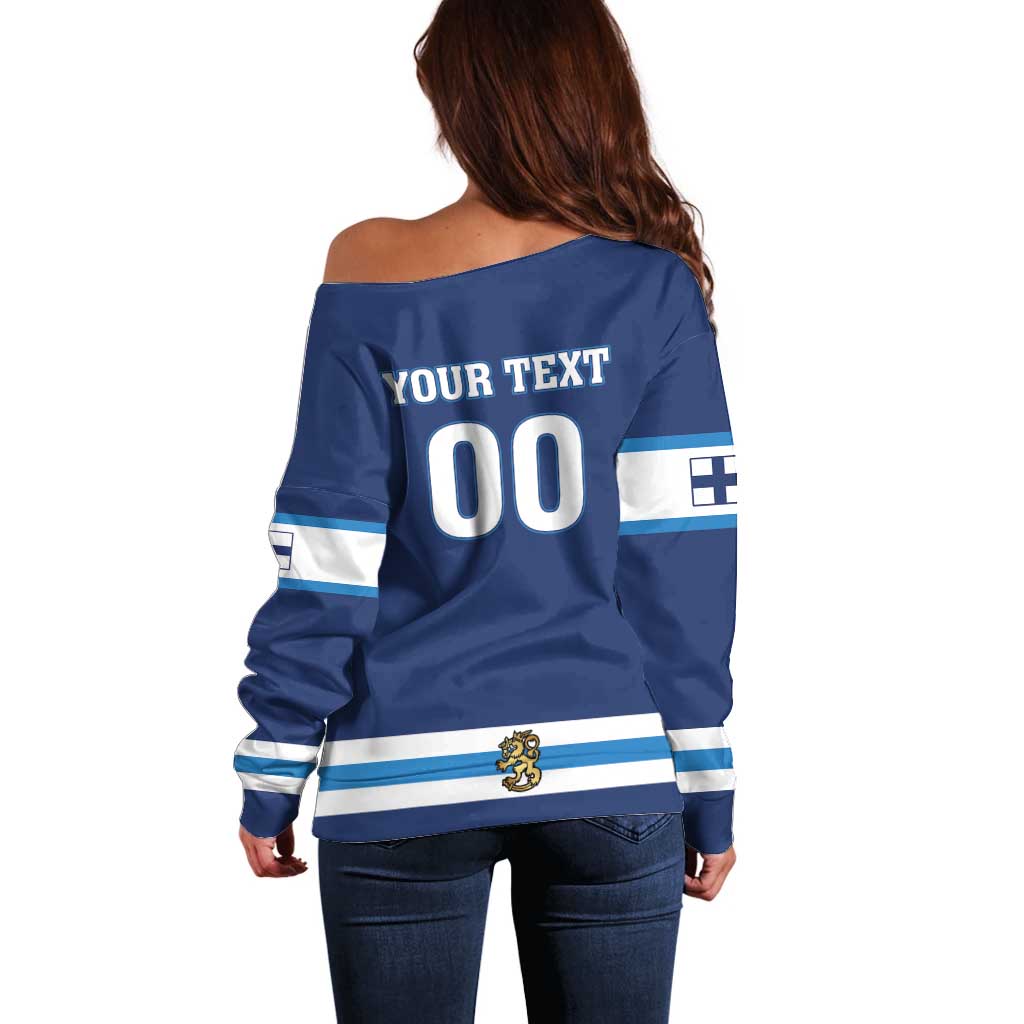 Custom Hockey 2026 Finland Off Shoulder Sweater Finnish Leijonat Champions - Wonder Print Shop