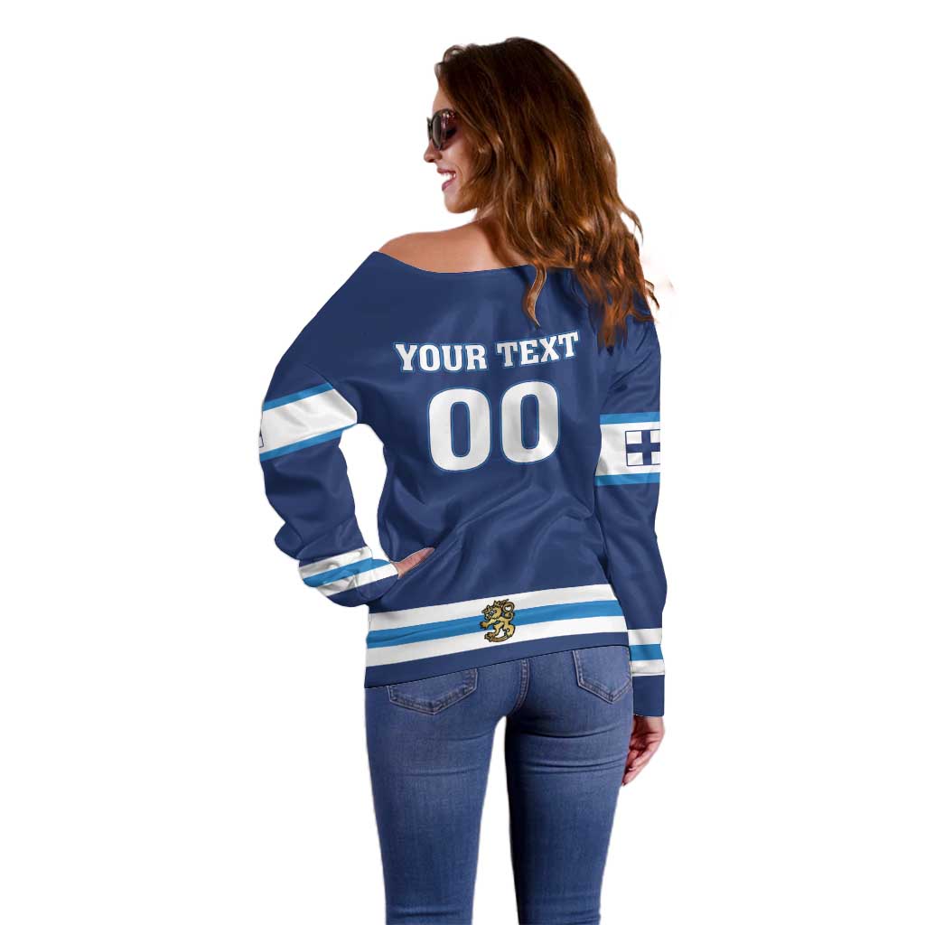 Custom Hockey 2026 Finland Off Shoulder Sweater Finnish Leijonat Champions - Wonder Print Shop