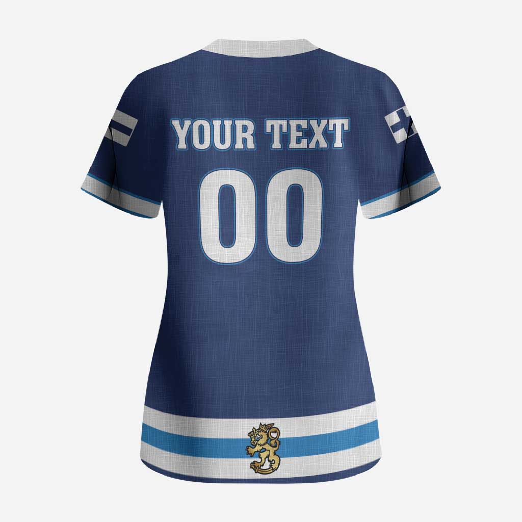 Custom Hockey 2026 Finland Scrub Top Finnish Leijonat Champions - Wonder Print Shop