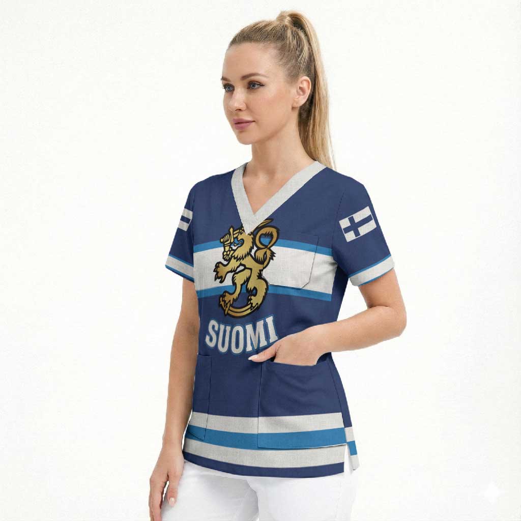 Custom Hockey 2026 Finland Scrub Top Finnish Leijonat Champions - Wonder Print Shop