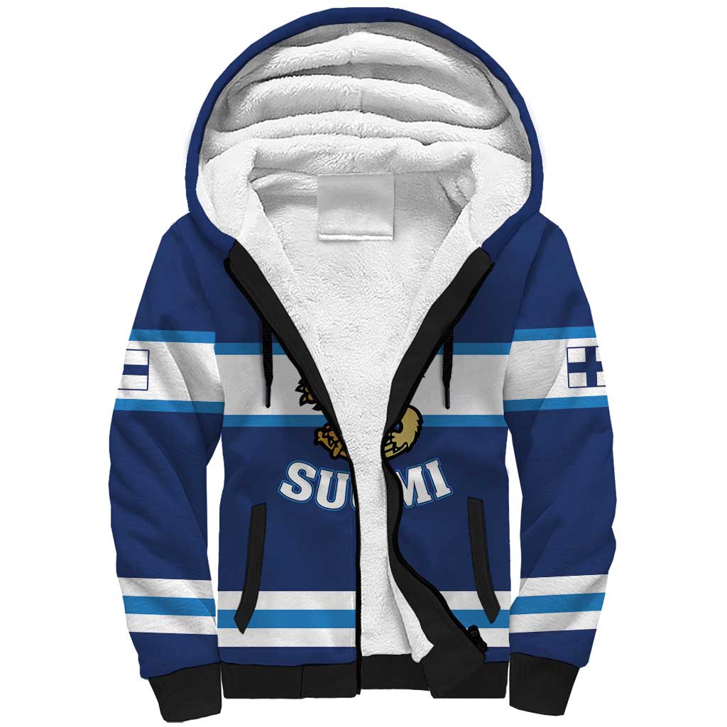 Custom Hockey 2026 Finland Sherpa Hoodie Finnish Leijonat Champions - Wonder Print Shop