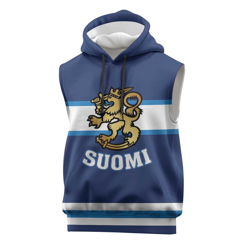Custom Hockey 2026 Finland Sleeveless Hoodie Finnish Leijonat Champions - Wonder Print Shop