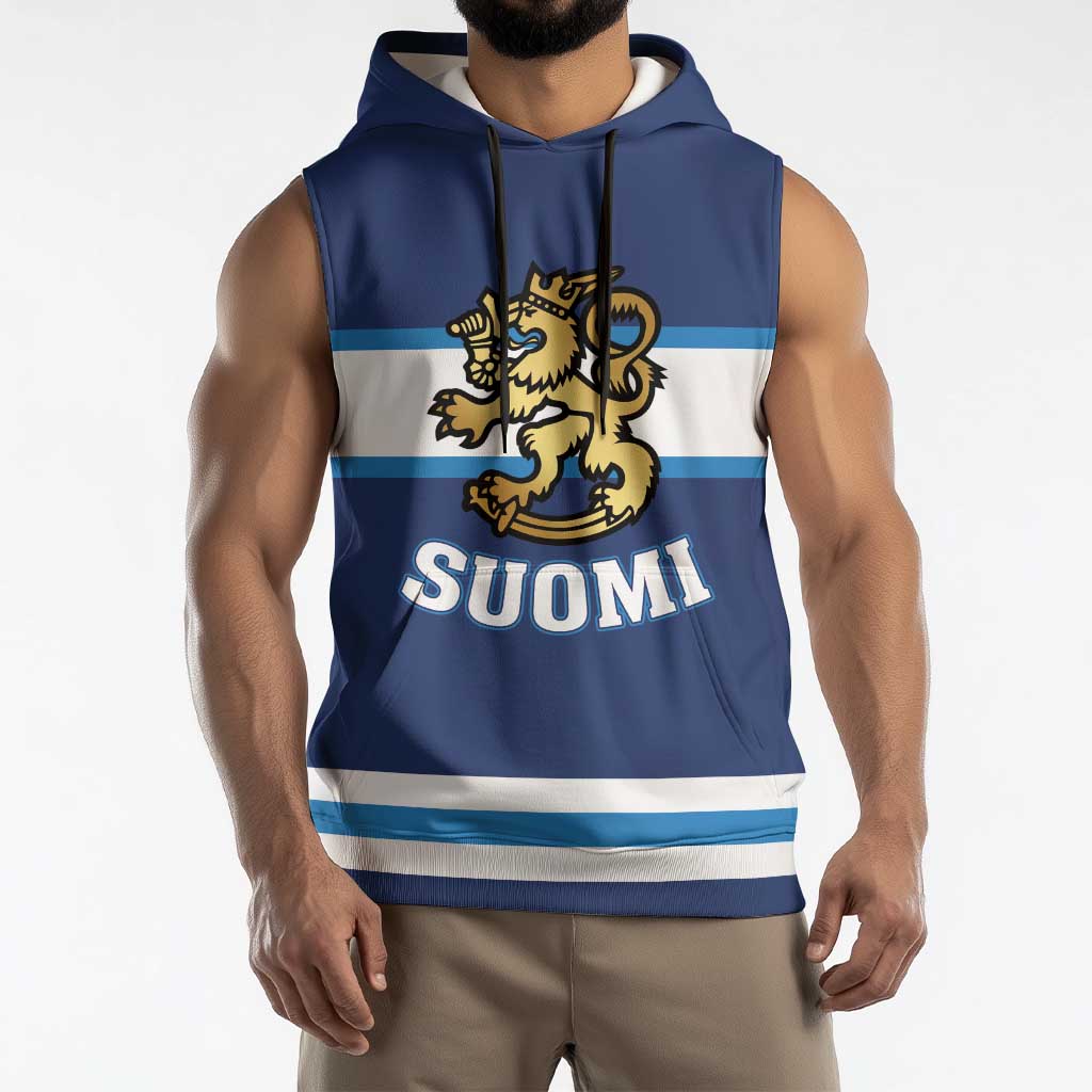 Custom Hockey 2026 Finland Sleeveless Hoodie Finnish Leijonat Champions - Wonder Print Shop