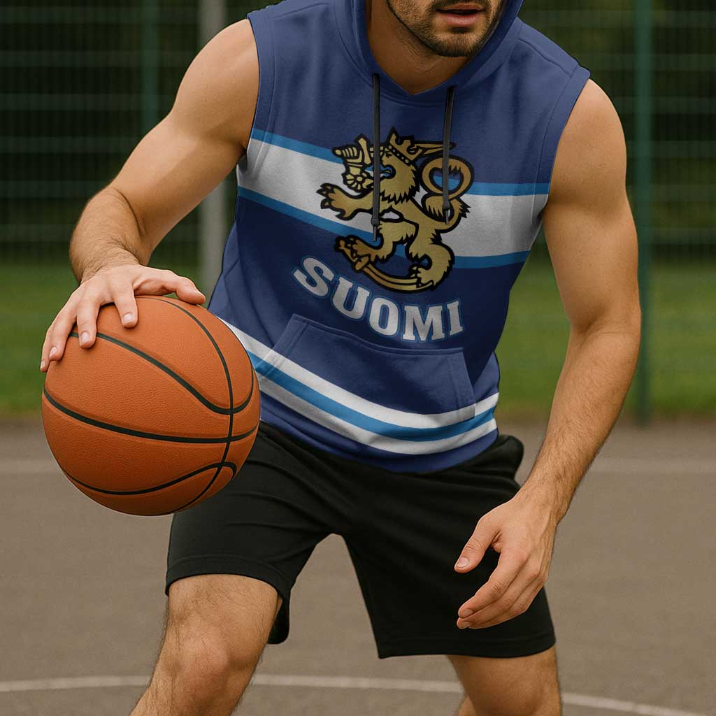 Custom Hockey 2026 Finland Sleeveless Hoodie Finnish Leijonat Champions - Wonder Print Shop