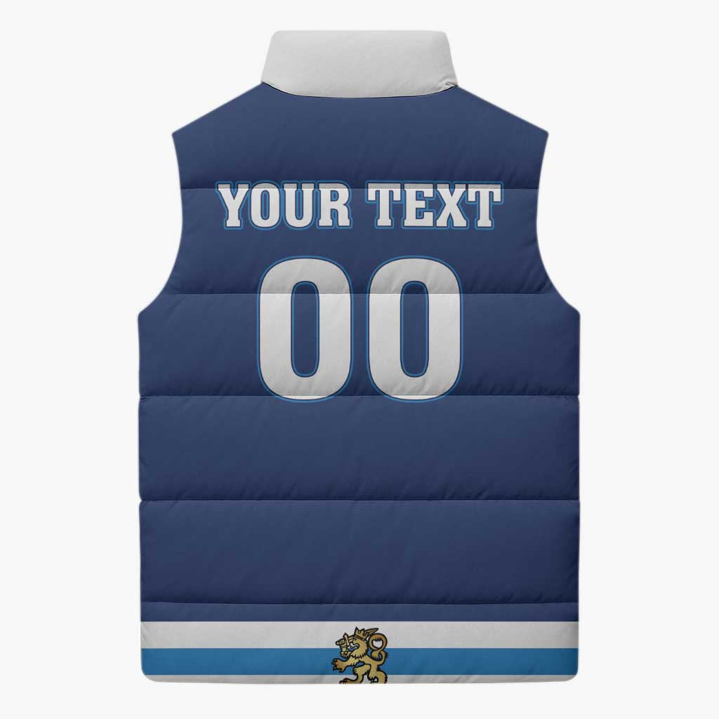 Custom Hockey 2026 Finland Sleeveless Puffer Jacket Finnish Leijonat Champions - Wonder Print Shop