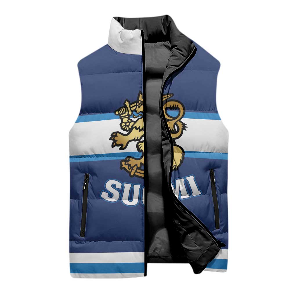 Custom Hockey 2026 Finland Sleeveless Puffer Jacket Finnish Leijonat Champions - Wonder Print Shop