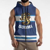 Custom Hockey 2026 Finland Sleeveless Zip Hoodie Finnish Leijonat Champions - Wonder Print Shop