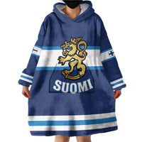 Custom Hockey 2026 Finland Wearable Blanket Hoodie Finnish Leijonat Champions - Wonder Print Shop