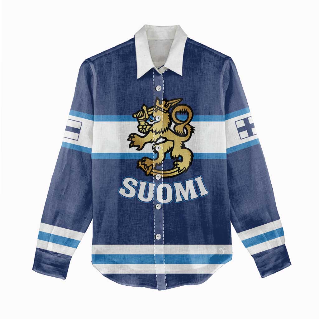 Custom Hockey 2026 Finland Women Casual Shirt Finnish Leijonat Champions - Wonder Print Shop