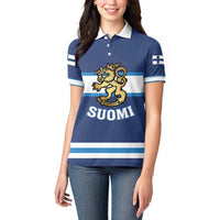 Custom Hockey 2026 Finland Women Polo Shirt Finnish Leijonat Champions - Wonder Print Shop