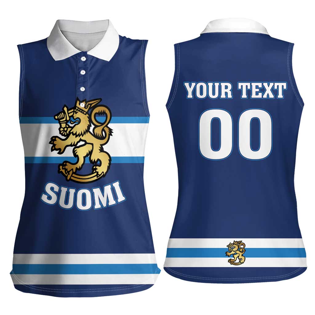 Custom Hockey 2026 Finland Women Sleeveless Polo Shirt Finnish Leijonat Champions - Wonder Print Shop