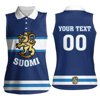 Custom Hockey 2026 Finland Women Sleeveless Polo Shirt Finnish Leijonat Champions - Wonder Print Shop
