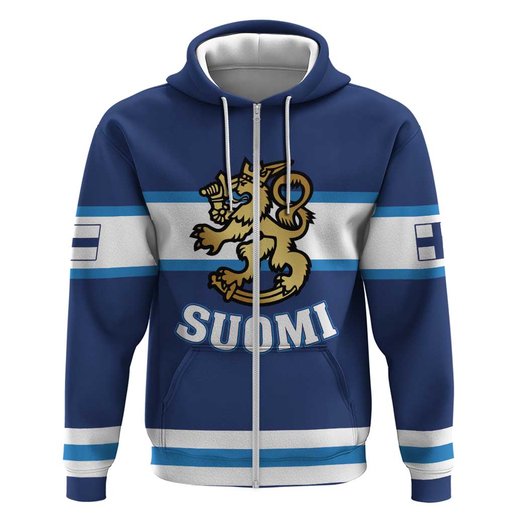 Custom Hockey 2026 Finland Zip Hoodie Finnish Leijonat Champions - Wonder Print Shop