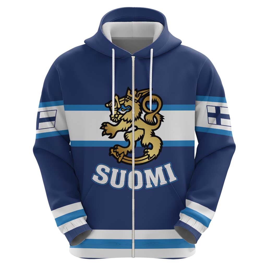 Custom Hockey 2026 Finland Zip Hoodie Finnish Leijonat Champions - Wonder Print Shop