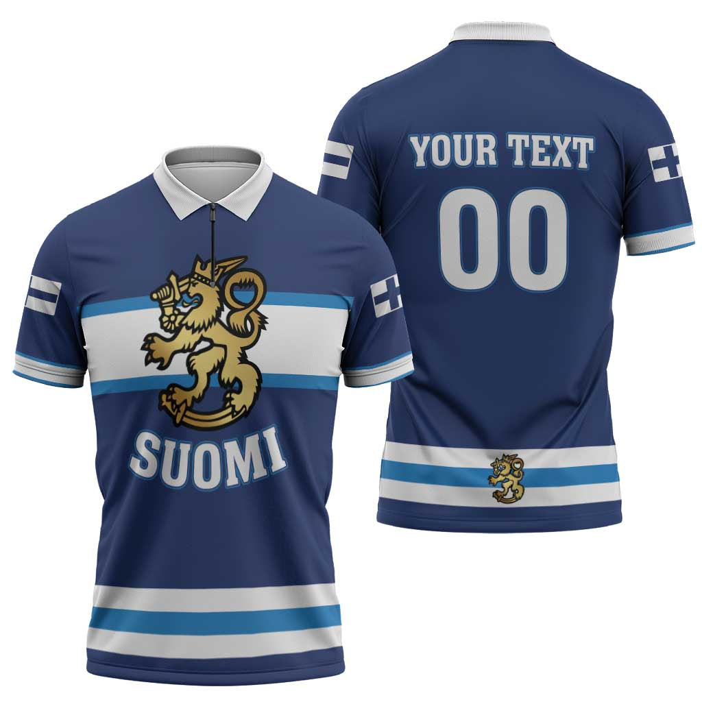 Custom Hockey 2026 Finland Zipper Polo Shirt Finnish Leijonat Champions - Wonder Print Shop