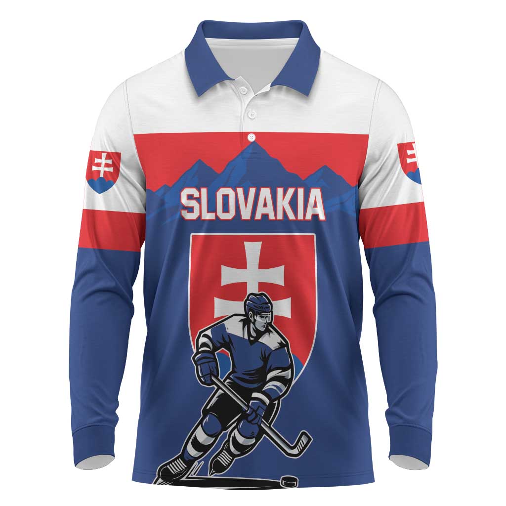 Custom Hockey 2026 Slovakia Long Sleeve Polo Shirt Nasi Chlapci Go Champions - Wonder Print Shop