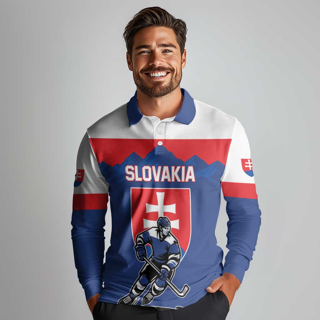 Custom Hockey 2026 Slovakia Long Sleeve Polo Shirt Nasi Chlapci Go Champions - Wonder Print Shop