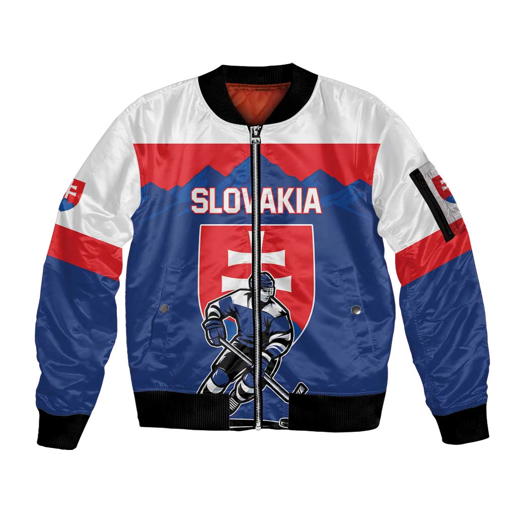 Custom Hockey 2026 Slovakia Sleeve Zip Bomber Jacket Nasi Chlapci Go Champions - Wonder Print Shop