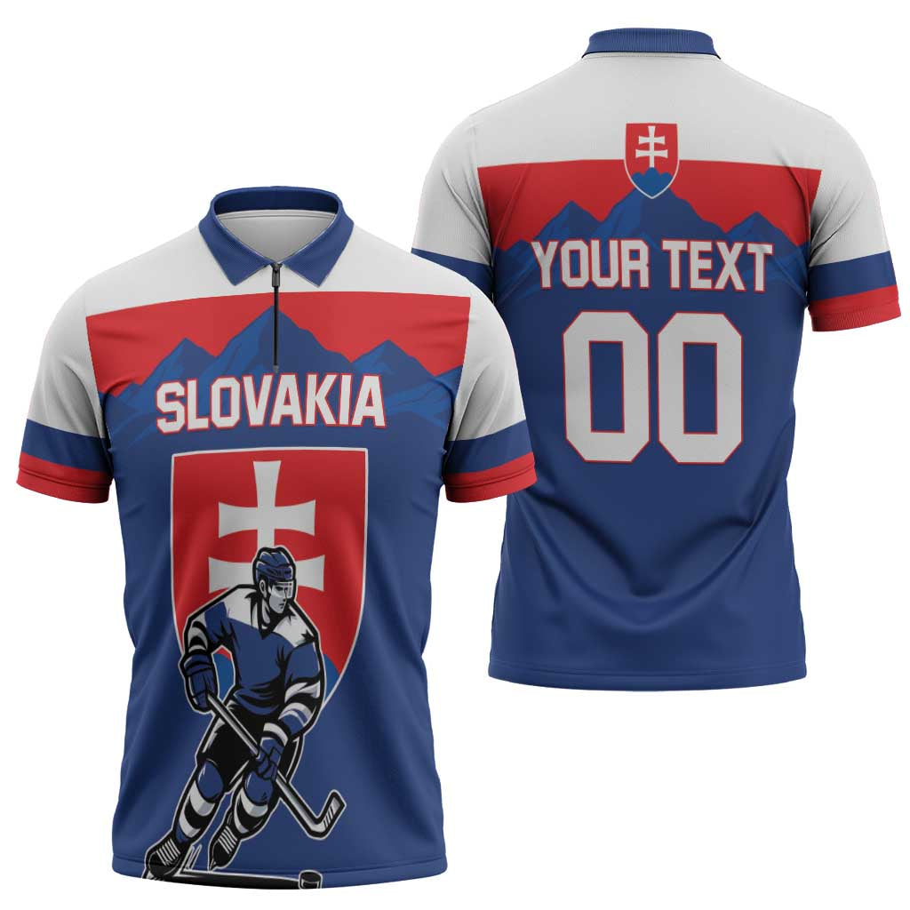 Custom Hockey 2026 Slovakia Zipper Polo Shirt Nasi Chlapci Go Champions - Wonder Print Shop