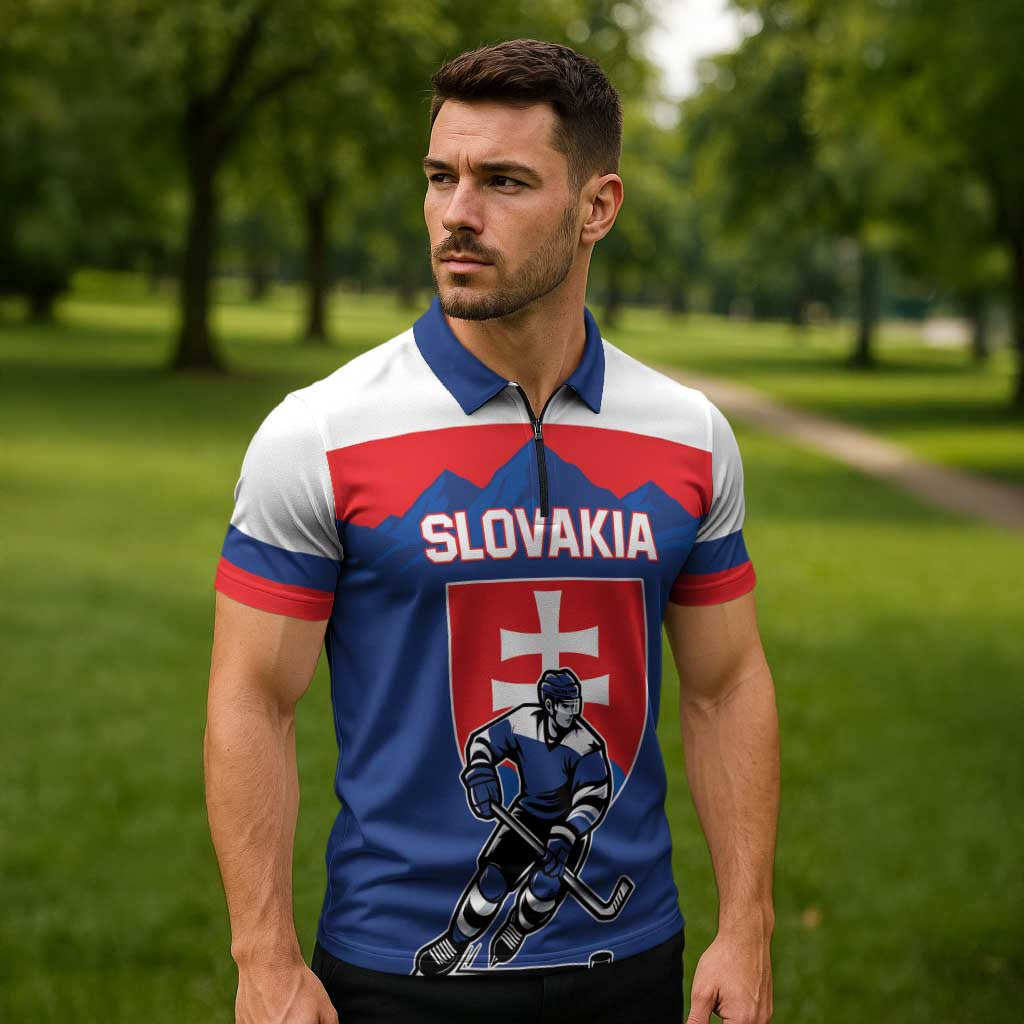 Custom Hockey 2026 Slovakia Zipper Polo Shirt Nasi Chlapci Go Champions - Wonder Print Shop