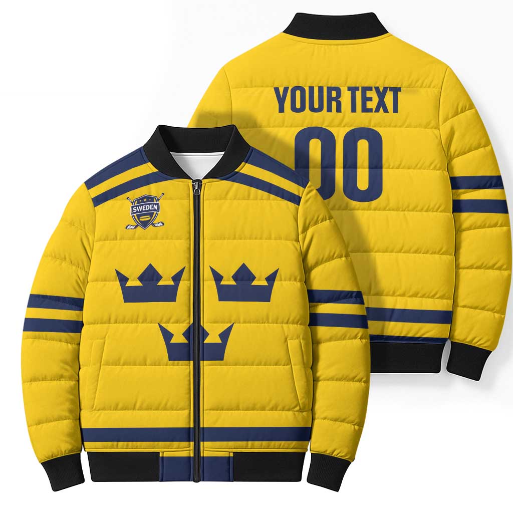 Custom Hockey 2026 Sweden Bomber Puffer Jacket Tre Kronor Go Champions - Wonder Print Shop