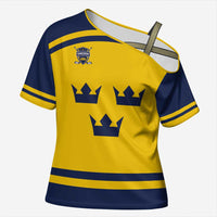 Custom Hockey 2026 Sweden Cross Shoulder Shirt Tre Kronor Go Champions - Wonder Print Shop