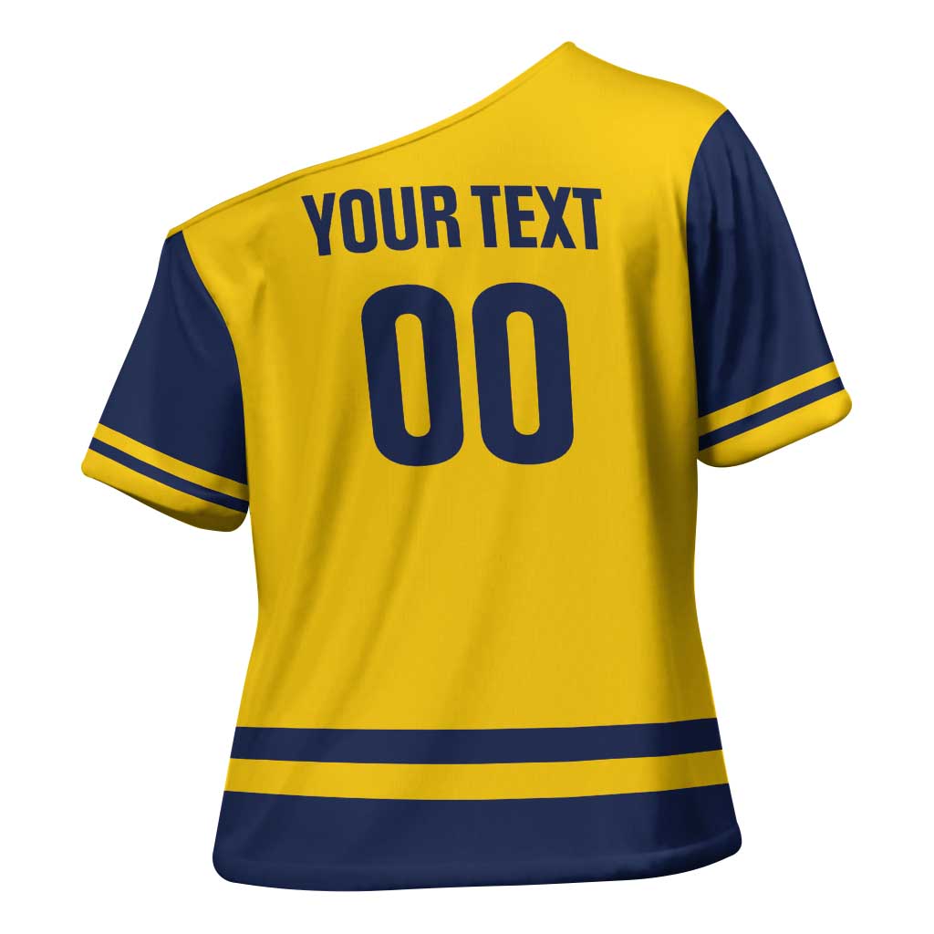 Custom Hockey 2026 Sweden Cross Shoulder Shirt Tre Kronor Go Champions - Wonder Print Shop