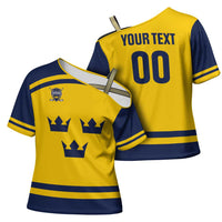 Custom Hockey 2026 Sweden Cross Shoulder Shirt Tre Kronor Go Champions - Wonder Print Shop