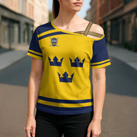 Custom Hockey 2026 Sweden Cross Shoulder Shirt Tre Kronor Go Champions - Wonder Print Shop