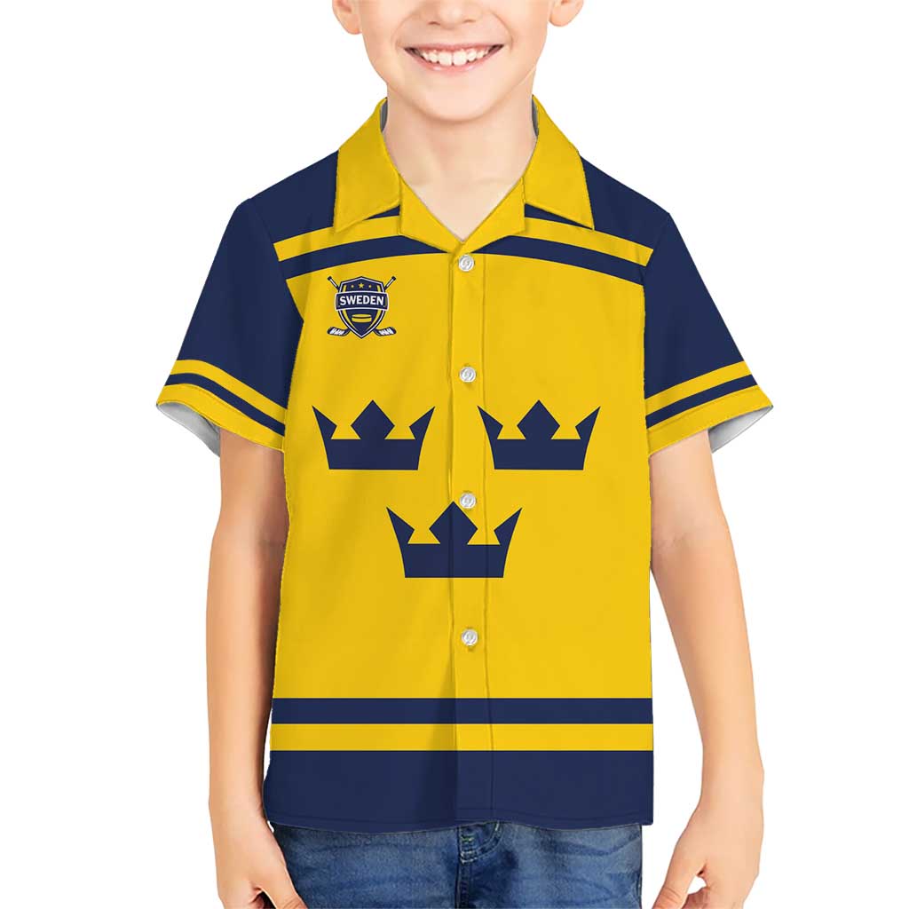 Custom Hockey 2026 Sweden Kid Hawaiian Shirt Tre Kronor Go Champions - Wonder Print Shop