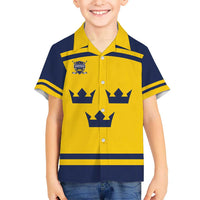 Custom Hockey 2026 Sweden Kid Hawaiian Shirt Tre Kronor Go Champions - Wonder Print Shop