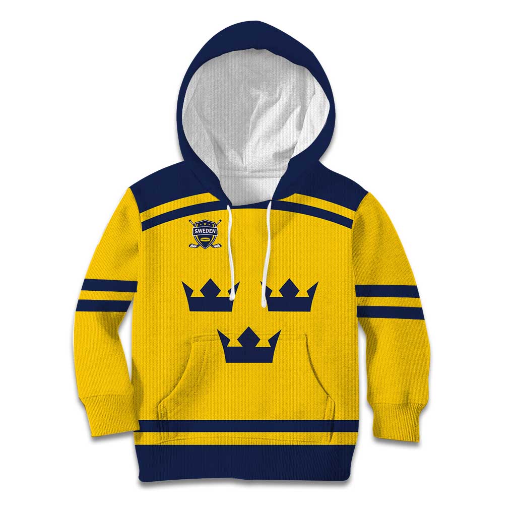 Custom Hockey 2026 Sweden Kid Hoodie Tre Kronor Go Champions - Wonder Print Shop