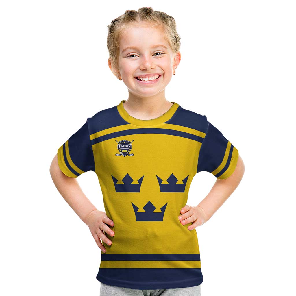 Custom Hockey 2026 Sweden Kid T Shirt Tre Kronor Go Champions - Wonder Print Shop