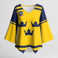 Custom Hockey 2026 Sweden Kimono Sleeve Blouse Tre Kronor Go Champions - Wonder Print Shop