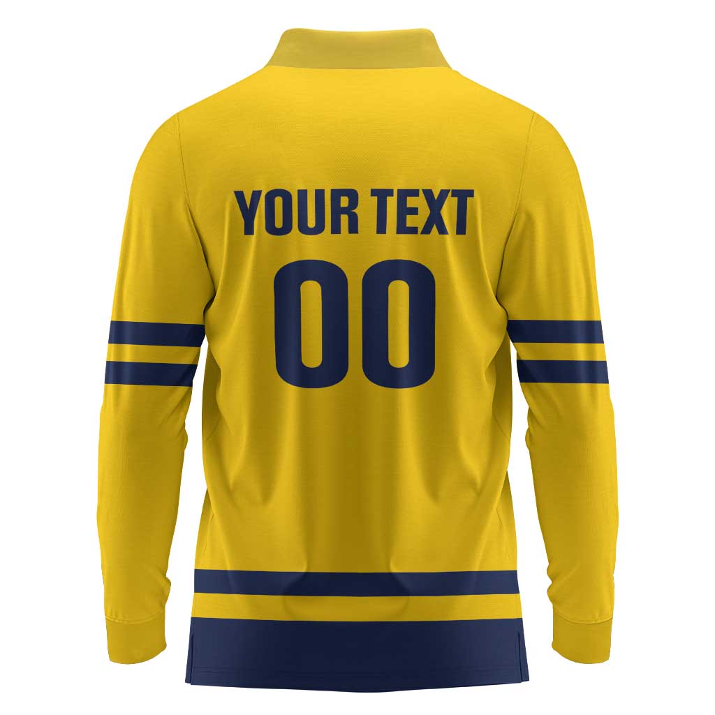 Custom Hockey 2026 Sweden Long Sleeve Polo Shirt Tre Kronor Go Champions - Wonder Print Shop