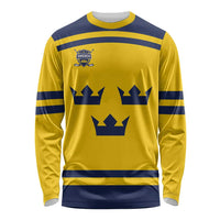Custom Hockey 2026 Sweden Long Sleeve Shirt Tre Kronor Go Champions - Wonder Print Shop
