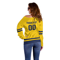 Custom Hockey 2026 Sweden Off Shoulder Sweater Tre Kronor Go Champions - Wonder Print Shop