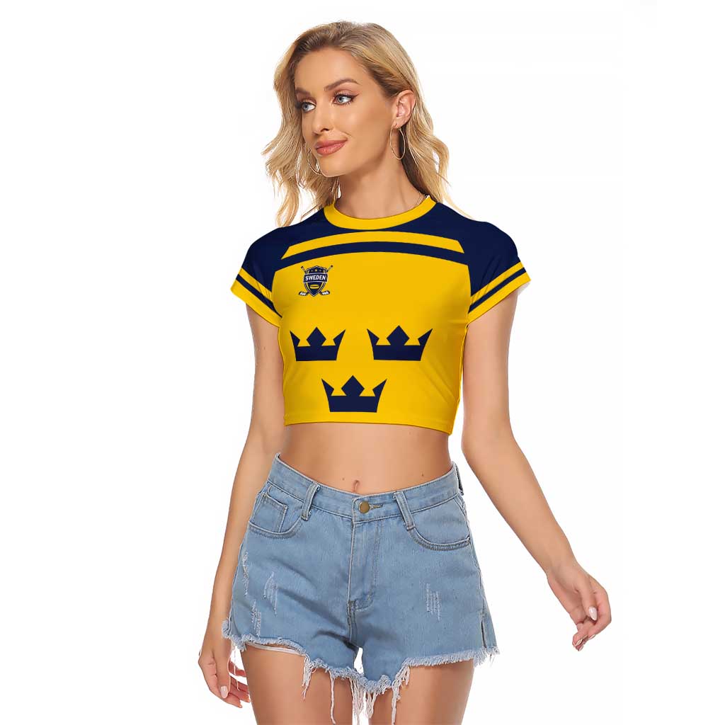 Custom Hockey 2026 Sweden Raglan Cropped T Shirt Tre Kronor Go Champions - Wonder Print Shop