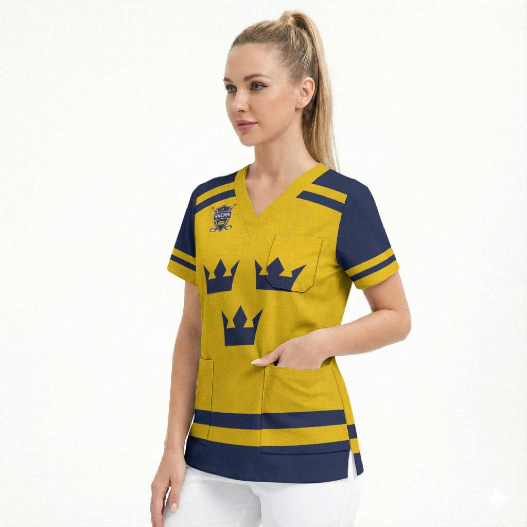 Custom Hockey 2026 Sweden Scrub Top Tre Kronor Go Champions - Wonder Print Shop