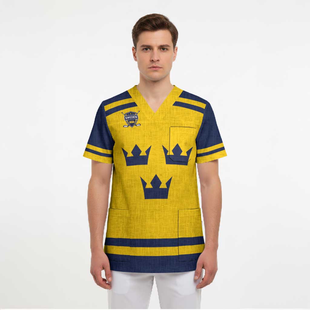 Custom Hockey 2026 Sweden Scrub Top Tre Kronor Go Champions - Wonder Print Shop