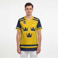 Custom Hockey 2026 Sweden Scrub Top Tre Kronor Go Champions - Wonder Print Shop