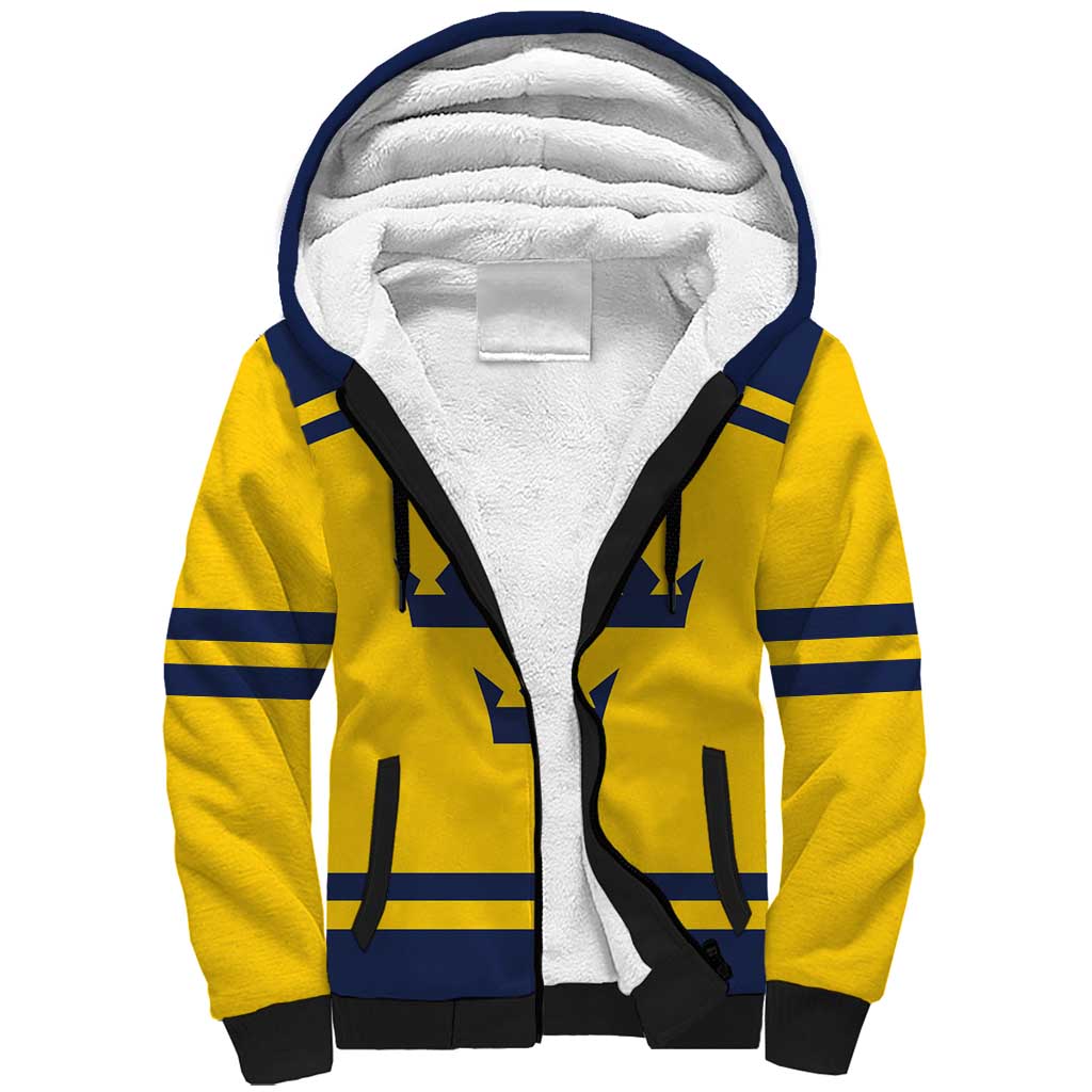 Custom Hockey 2026 Sweden Sherpa Hoodie Tre Kronor Go Champions - Wonder Print Shop