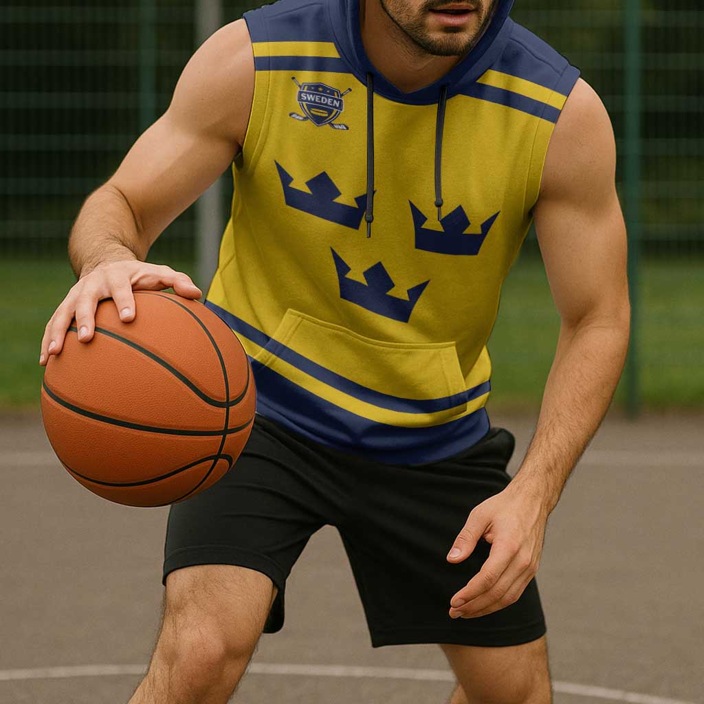 Custom Hockey 2026 Sweden Sleeveless Hoodie Tre Kronor Go Champions - Wonder Print Shop