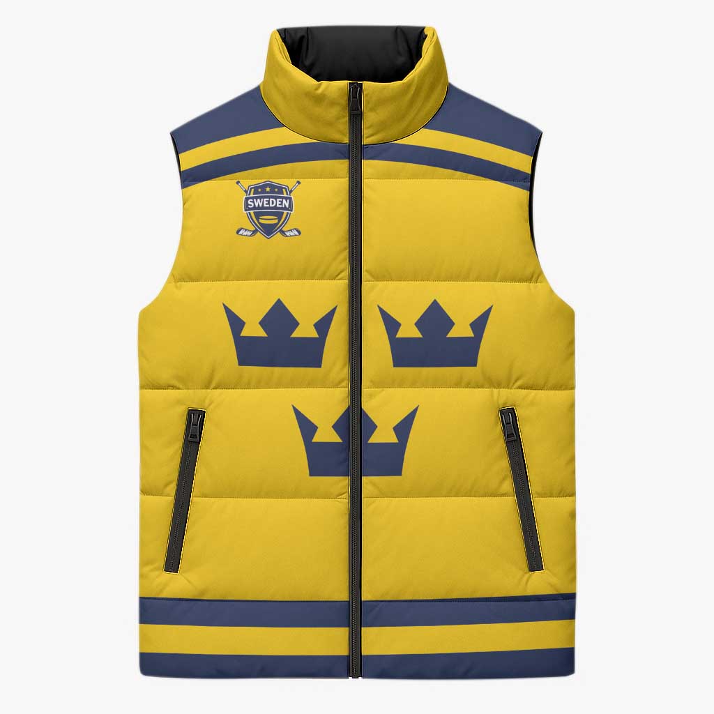 Custom Hockey 2026 Sweden Sleeveless Puffer Jacket Tre Kronor Go Champions - Wonder Print Shop