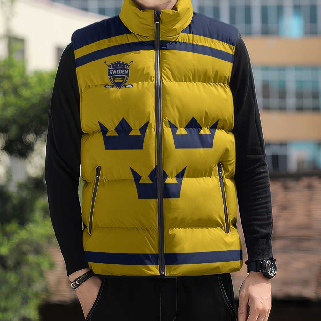 Custom Hockey 2026 Sweden Sleeveless Puffer Jacket Tre Kronor Go Champions - Wonder Print Shop