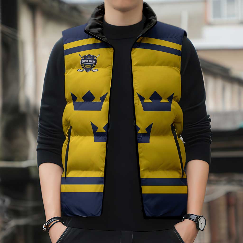 Custom Hockey 2026 Sweden Sleeveless Puffer Jacket Tre Kronor Go Champions - Wonder Print Shop