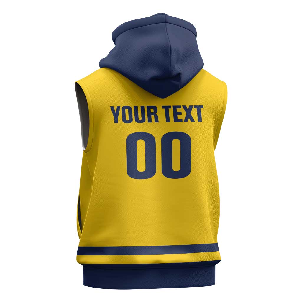 Custom Hockey 2026 Sweden Sleeveless Zip Hoodie Tre Kronor Go Champions - Wonder Print Shop