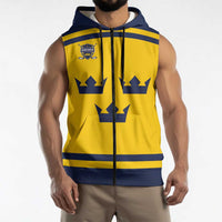 Custom Hockey 2026 Sweden Sleeveless Zip Hoodie Tre Kronor Go Champions - Wonder Print Shop