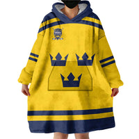 Custom Hockey 2026 Sweden Wearable Blanket Hoodie Tre Kronor Go Champions - Wonder Print Shop